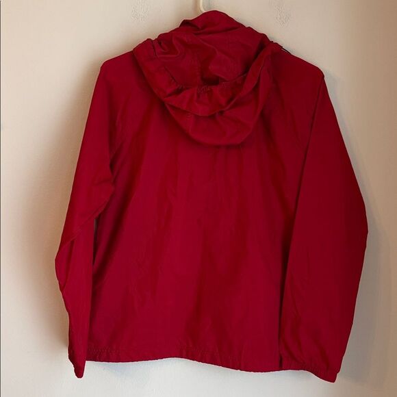 L.L. Bean Windbreaker Rain Light Jacket Hooded red Nylon Women's Size Small EUC - Picture 6 of 7